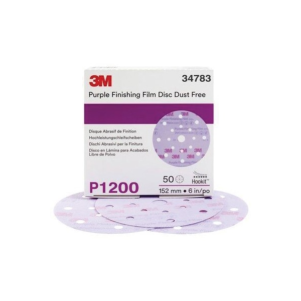 3M TM HookitTM Purple Finishing Film Disc DF 260L, 34783, 6 in 17 Hole, P1200, 50PK 7100122787 - main